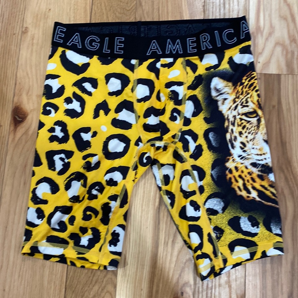 American Eagle Flex leopard boxer briefs (yellow/black/white) [inseam: 9in]